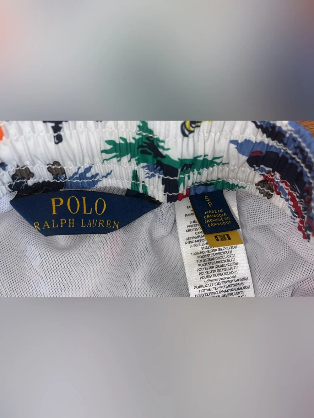 POLO RALPH LAUREN 5.75’ Inch Traveller swim trunks nautical Bearwaiian Print S